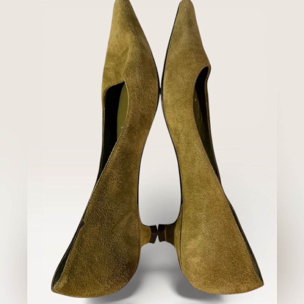 Delman Vintage Women’s Olive Green Suede Kitten Heels - Picture 3 of 10